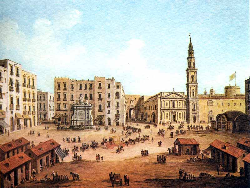 Antonio Joli - Il castello e la Chiesa del Carmine a Piazza del mercato